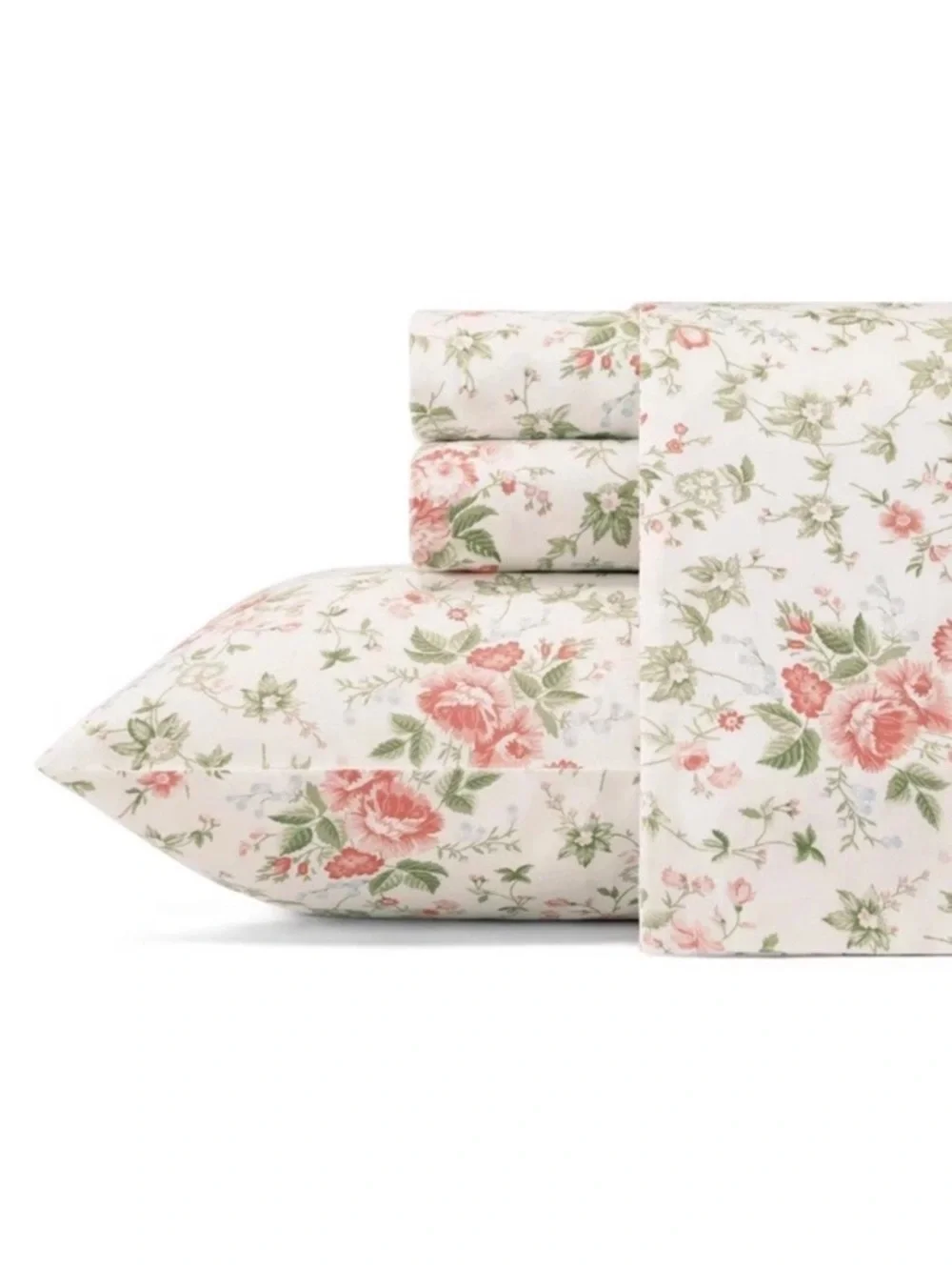 Laura Ashley King Lilian Floral Cotton Sateen 4Pc Sheet Set 300TC NEW